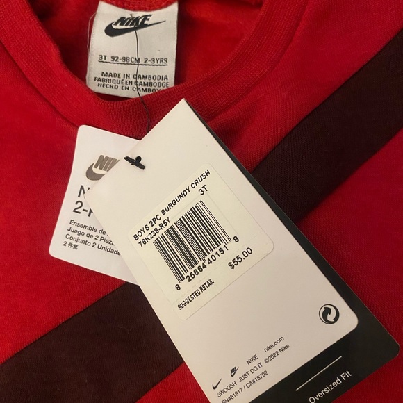 Nike Kids Red and Maroon Jogger Set Size 3T - Picture 2 of 2